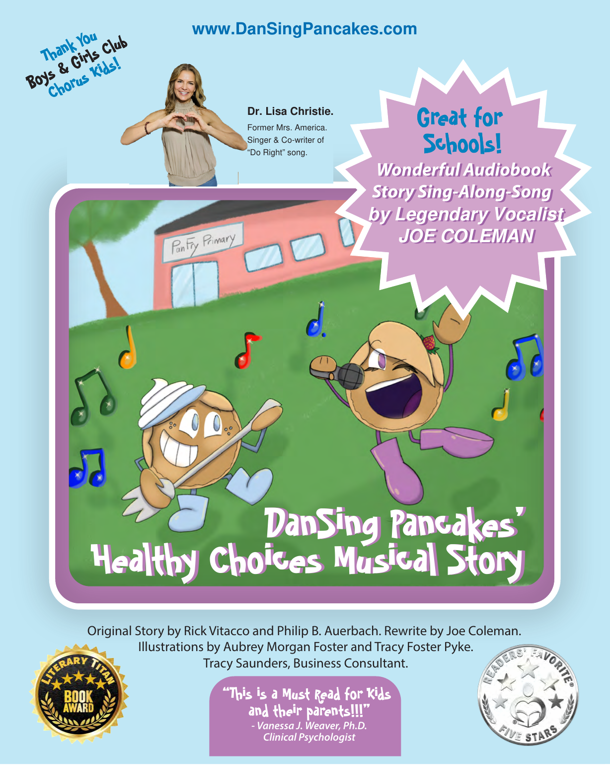 DanSing Pancakes’ Healthy Choices Musical Story cover featuring Dr. Lisa Christie